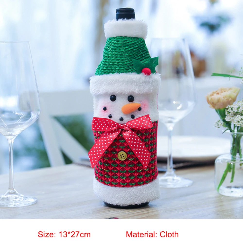 Snowman 06 Рождественская крышка для бутылки с красным вином, сумки для домашнего украшения, сумки для хранения, рождественский подарок, покрытие для бутылки в виде Санта-Клауса, Прямая поставка, 44 стиля - Цвет: Snowman 06