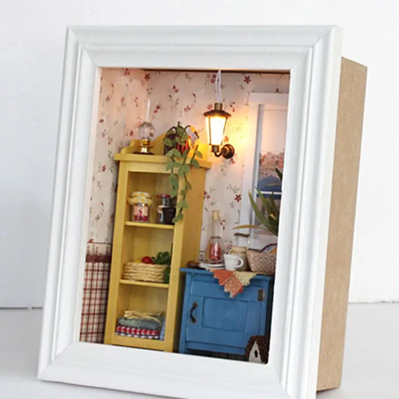 DIY Миниатюрный Кукольный домик комплект фоторамка дом Ремесла Изготовление аксессуаров