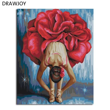 

DRAWJOY Framed DIY Wall Paint Pictures Painting By Numbers Of Beauty Ballet Girl Oil Painting Home Decor For Living Room