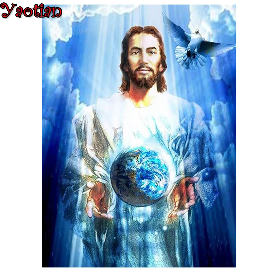 Diamond Painting Jesus Holding Earth Full Square Round 5d Diy Dmbroidery Rhinestone Mosaic Set Home Decor | Дом и сад