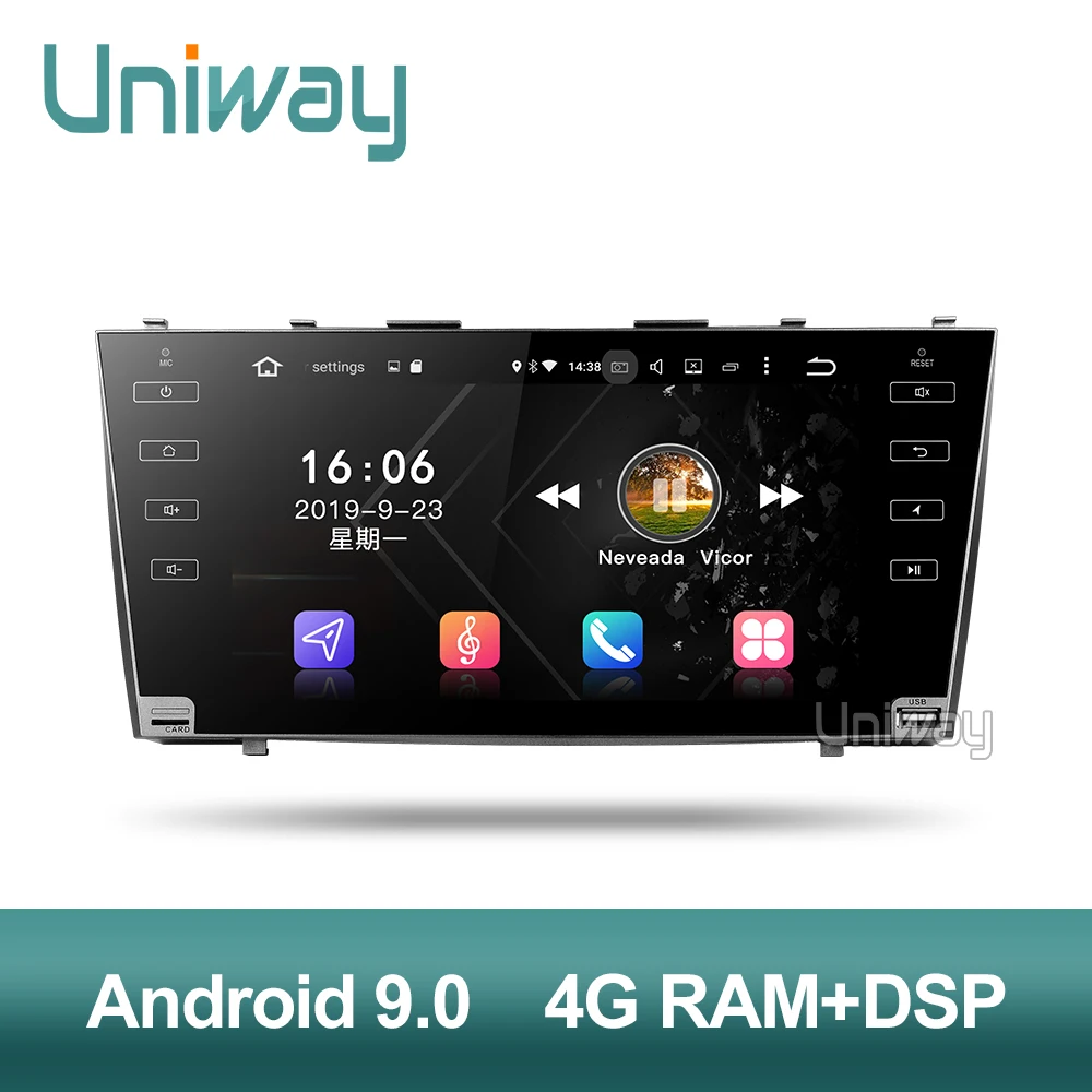 Uniway 4G+ 32G PX6 DSP android 9,0 автомобильный dvd gps плеер для toyota camry 2007 2008 2009 Автомобильный Радио с рулевым колесом автомобиля gps playe