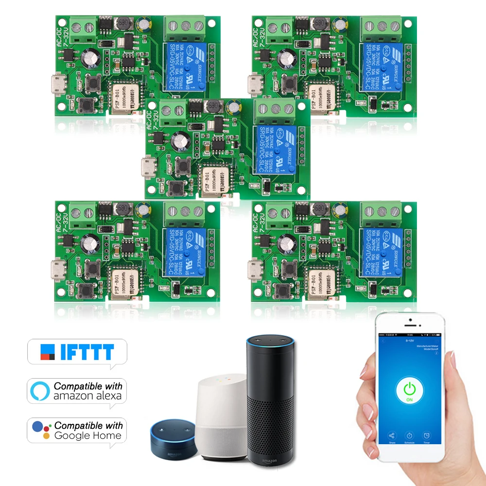 Набор1 EWeLink DC5V 12 в 24 в 32 В Wifi переключатель беспроводной релейный модуль пульт дистанционного управления таймер переключатель для Alexa Google Home Inching самоблокирующийся замок - Комплект: Набор1