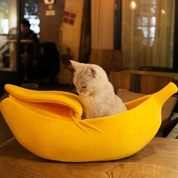 

New Banana Shape Pet Cat House Dog Bed Dogs House Cute Pet Kennel Nest Warm Dog Sofas Cat Bed Warm Small Pets Houses Wholesale
