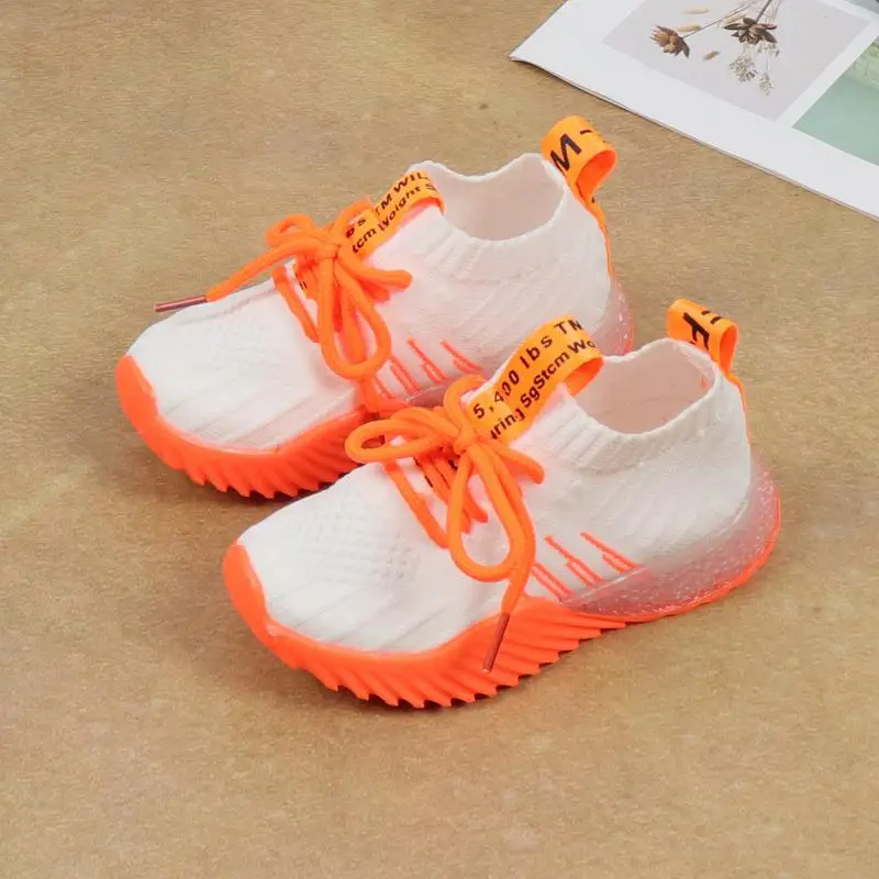 Детская обувь Кроссовки сетчатые трикотажные красочное желе снизу детские кроссовки для девочек теннисные Дышащие Мальчики Спортивная обувь - Цвет: Белый