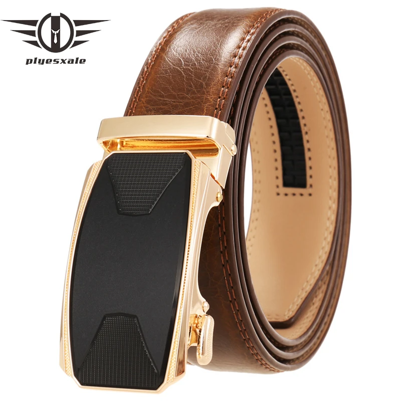 Cinturones lujo para hombre, correa de alta calidad de diseñador, marca famosa, para negocios, con hebilla automática, color negro, rojo y marrón, B721|Cinturones de hombre| - AliExpress