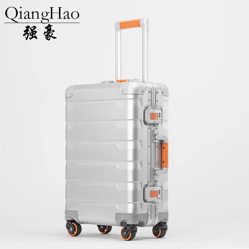 QiangHao Все Алюминий чемодан Hardside Прокат троллейбусов Дорожный чемодан 20 вести 24 26 проверено