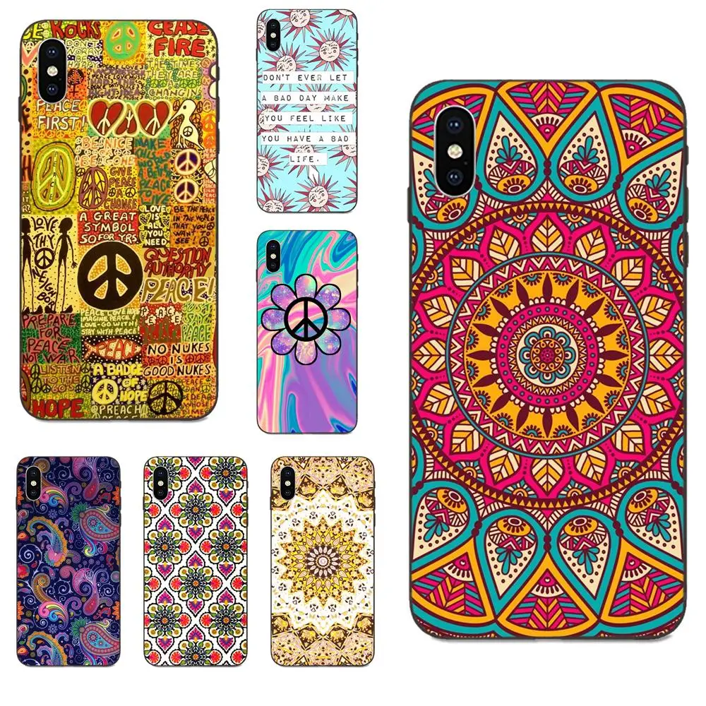 Чехол из мягкого ТПУ с принтом Trippy Boho Hippie Peace для Xiaomi mi x Max Note 2 2S 3 5X6 6X8 9 SE A1 A2 Lite Play Pro