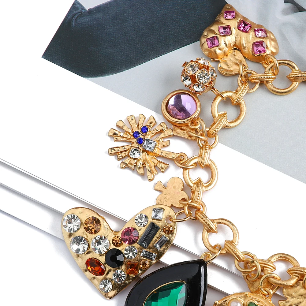 Bracelet Jewelry Friendship Bracelets For Women Girl Metal Heart Crystal Bracelet