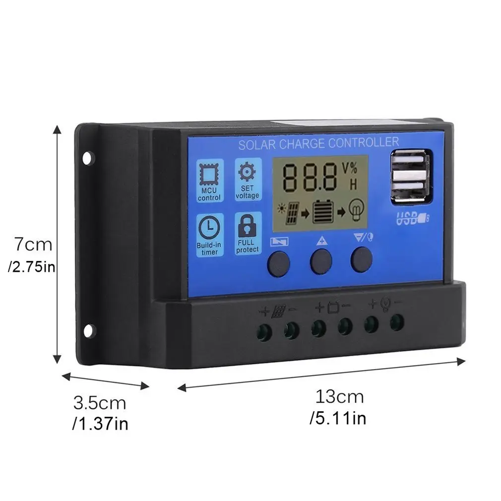 12 v/24v10a Солнечный контроллер зарядное устройство Hd дисплей контроллер Usb выход 3a