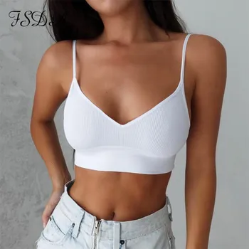 

FSDA V Neck Ribber White Women Sexy Crop Top Summer 2020 Backless Spaghetti Strap Black Tank Top Casual Basic Cami Sleeveless