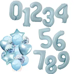40 дюймовые воздушные шары из фольги с голубым номером, большие 0, 1, 2, 3, 4, 5, 6, 7, 8, 9, с днем рождения, свадебные украшения, 18 лет, товары для
