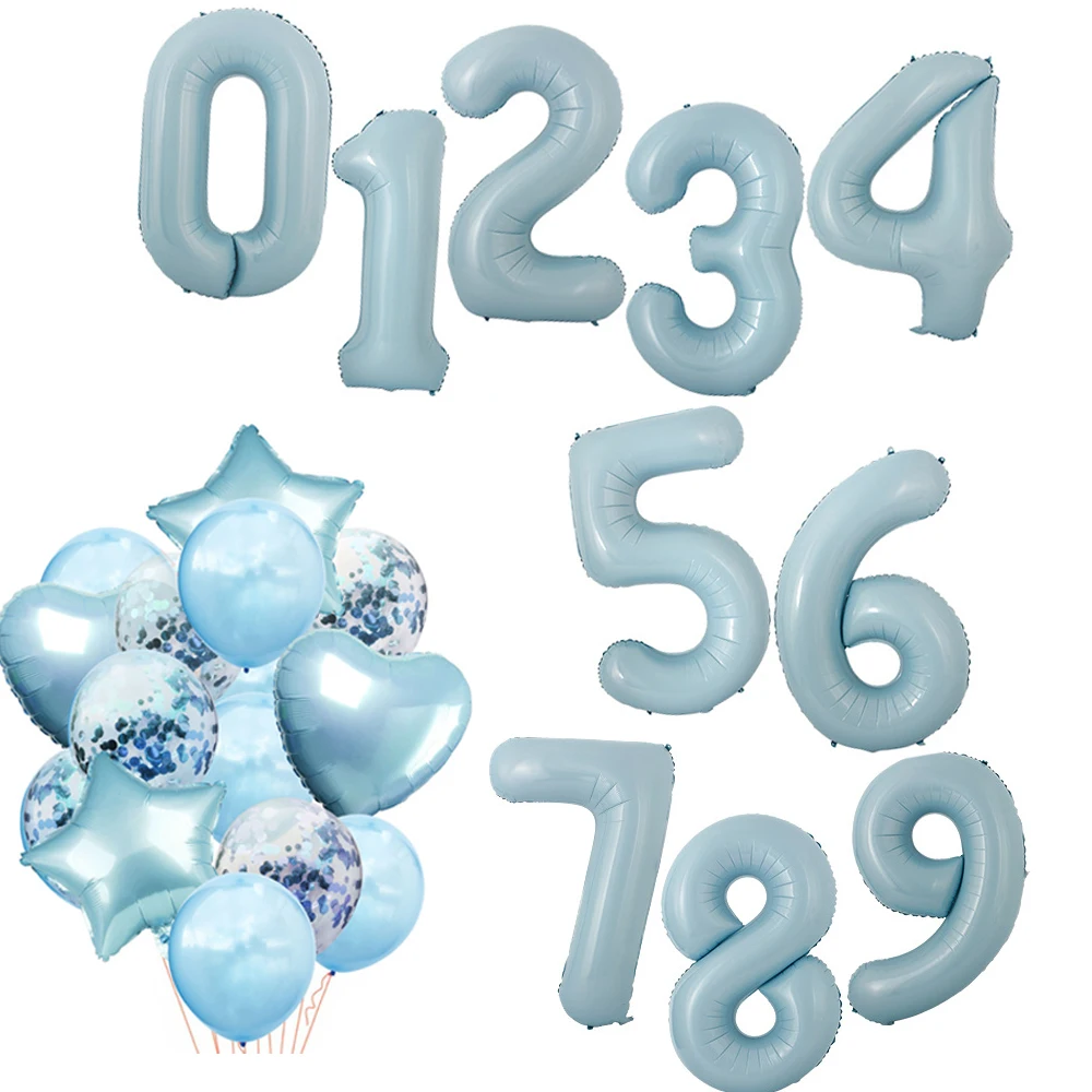 

40inch Blue Number Foil Balloons Big 0 1 2 3 4 5 6 7 8 9 Happy Birthday Party Wedding Decoration 18 Years Old Balloon Supplies