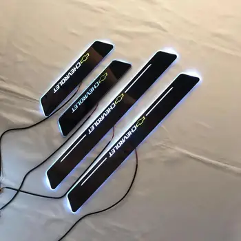 

Acrylic door sill plate strip with led decorative welcome light moving door scuff for for chevrolet cruze