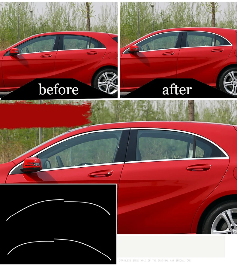 Внешняя крышка подоконника из нержавеющей стали для mercedes benz a180 a200 a250 a160 a220 w176 2013- стайлинга автомобилей