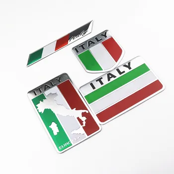 

4pcs Car Styling Aluminum ITALY Italian Flag Car Sticker Emblem Badge Adhesive for Fiat Alfa Romeo Renault Ford Vw Accessories