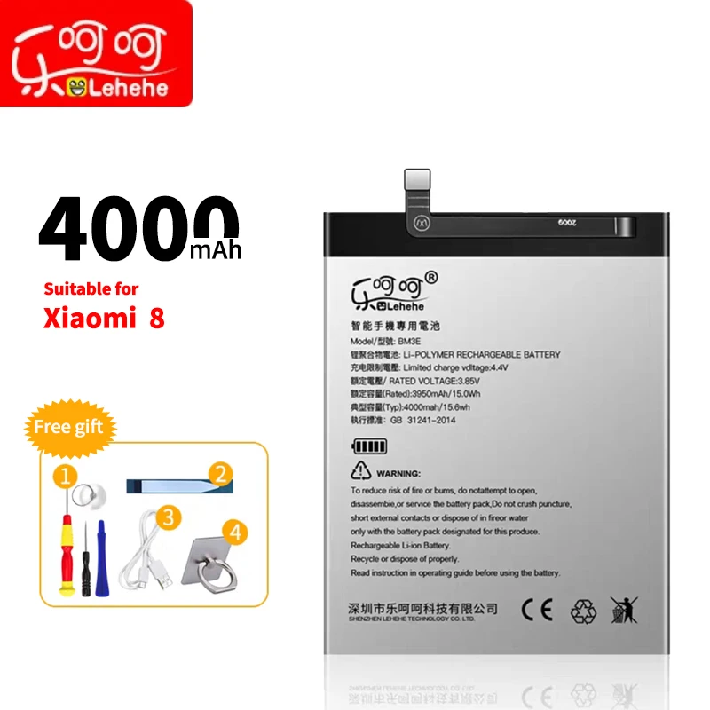 

Lehehe BM3E battery for Xiaomi 8 large capacity 4000 lithium ion polymer replacement battery with free removal tool
