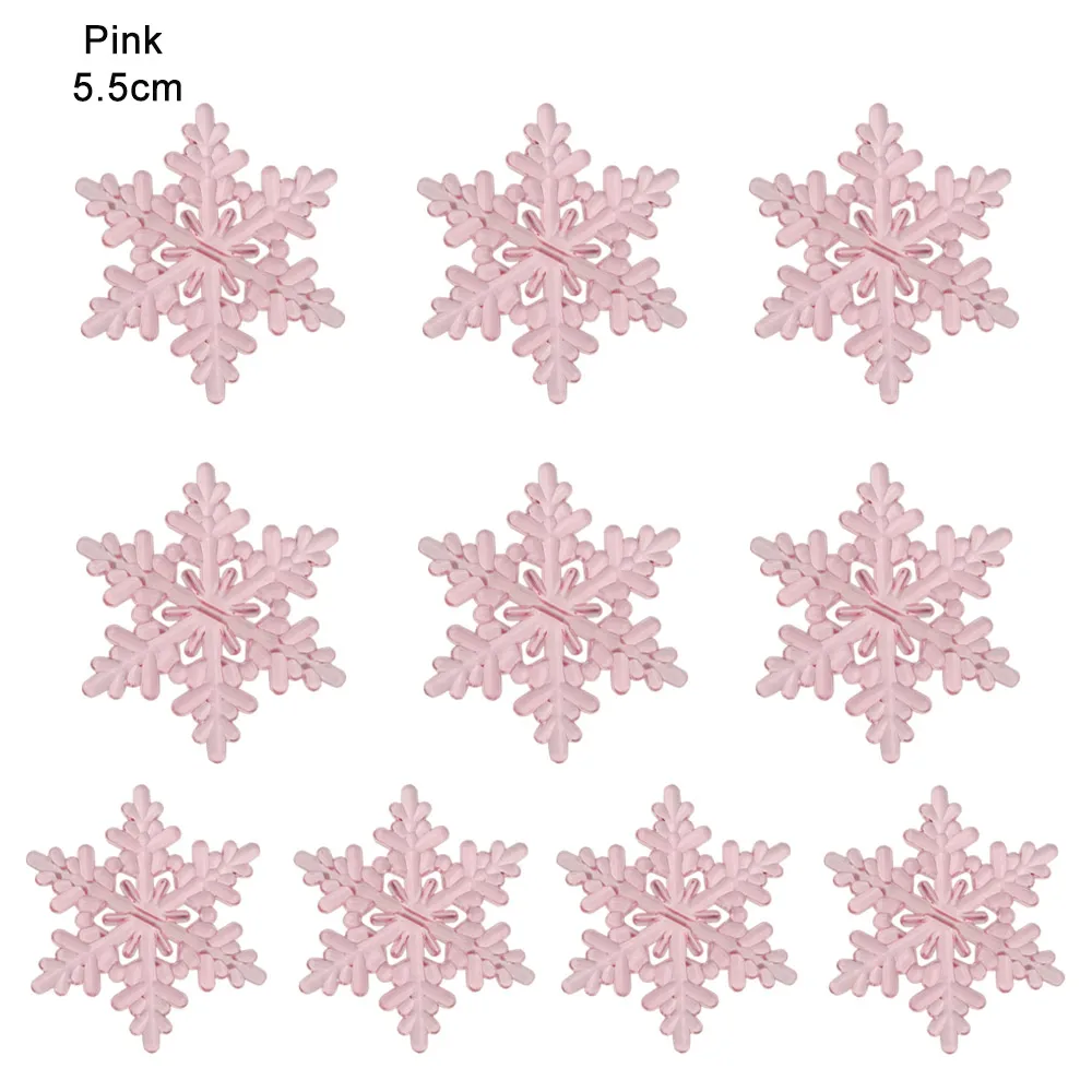 10 шт., искусственная Снежинка, кристалл, акрил, подвесные Стразы, подвесные вечерние украшения, декор для рождественской елки, сделай сам, декоративные поделки - Color: 5.5cm  pink