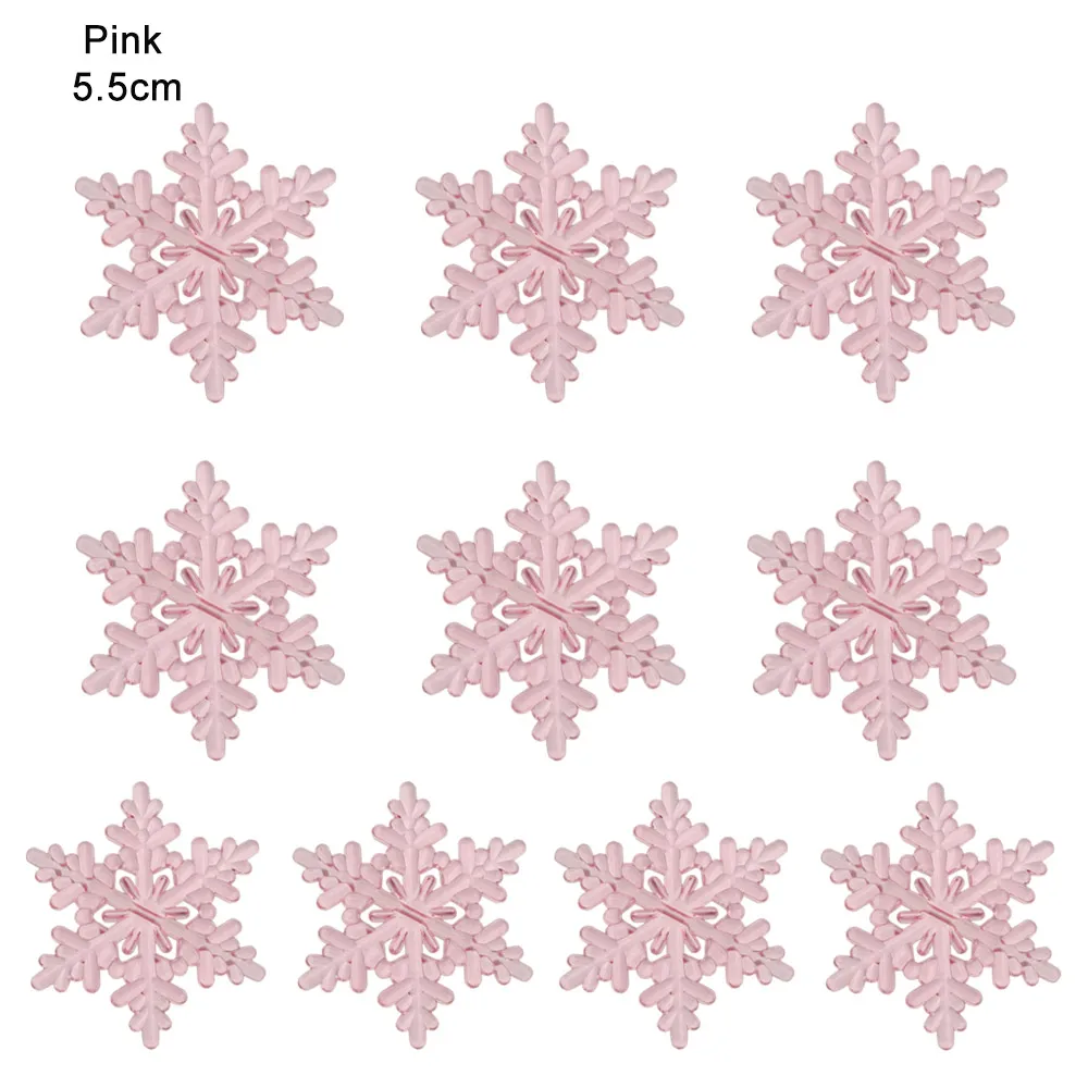 5.5cm pink 10 шт., искусственная Снежинка, кристалл, акрил, подвесные Стразы, подвесные вечерние украшения, декор для рождественской елки, сделай сам, декоративные поделки - Color: 5.5cm pink