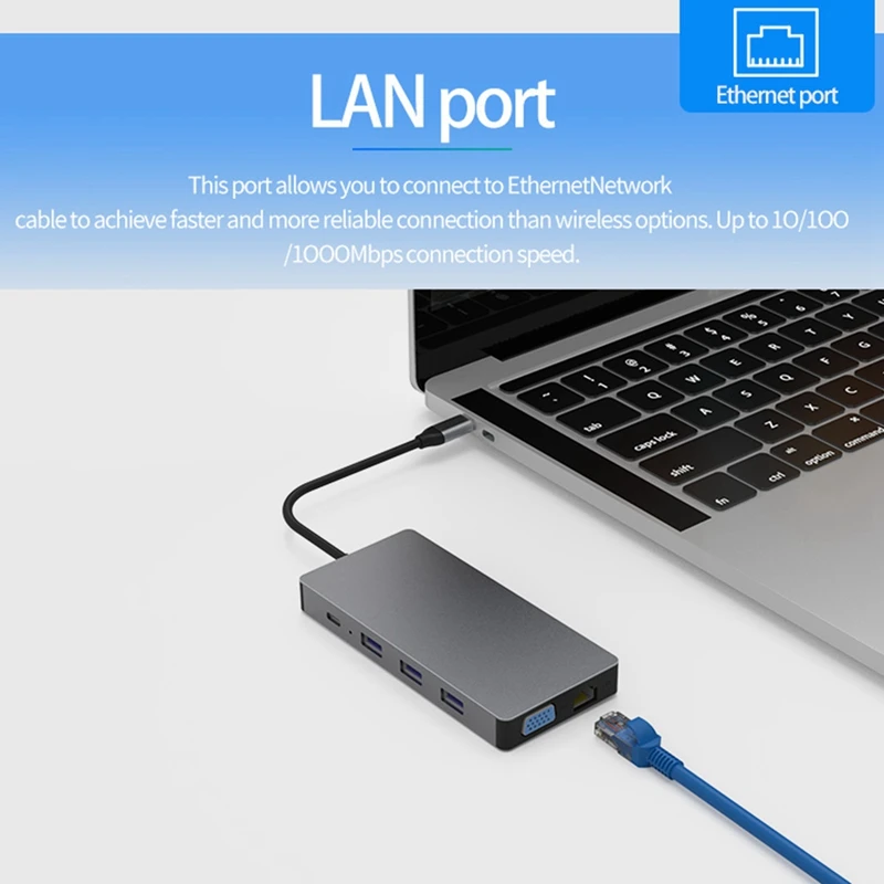 Blueendless 10 в 1 USB C концентратор мульти HDMI адаптер к USB 3,0 кард-ридер USB-C 3,1 Для MacBook Pro VGA LAN порт