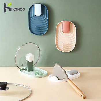 

Pan Cover Storage Rack Foldable Wall-mounted Pot Lid Shelf Cooking Spoon Holder Drain Tray Home Organizer Kitchen Accessories