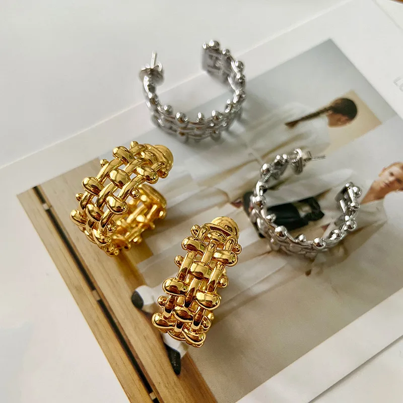 

Плетеные серьги-кольца для женщин, цвет золото, элегантные модные ювелирные украшения 2021, оптовая продажа товаров