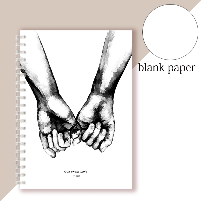 Nordic Modern Abstract Black and White Style Sweet Love Spiral Notebook Note Book Poster Minimalist Print LOVE Quotes Painting