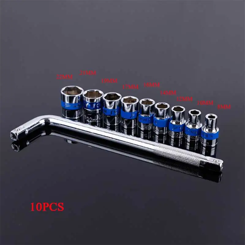 

Drive Socket Set 1/2 Inch 9 Pieces Socket 1Piece Bending Bar Mechanic Socket Tool Kit Set for Househould and Car