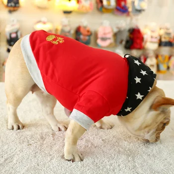 

Star Hat French Bulldog Coat Red Green Clothing For Dog Summer Spring Hoodie For Pet Small Medium Animal Yorkov Cat Accessories