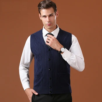 

Mens Knit Vest Wool Sweater Cardigan Jacket Sleeveless Tops Buttons Down V Neck Basic Fashion Casual Smart for Autumn BO26204111