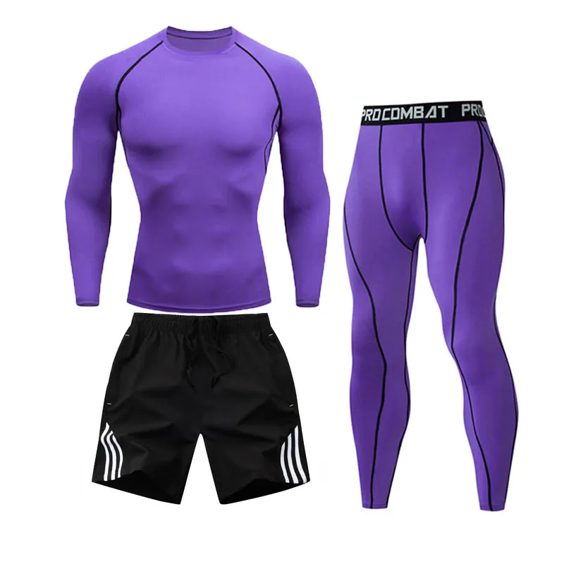 winter Top quality new thermal underwear men sports suit underwear sets compression quick drying thermo underwear men clothing - Цвет: 3 pieces