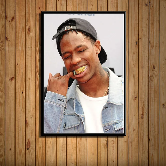 С изображением Трэвиса Скотта музыка звезда рэп хип хоп раппер модная модель художественная живопись Шелковый Холст плакат настенный домашний декор - Цвет: H