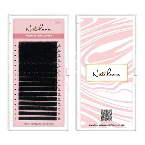 NATUHANA-밍크 속눈썹 믹스 8 ~ 15 mm 16 줄 수제 한국 Pbt 속눈썹 연장, 내추럴 소프트 인조 속눈썹 연장 용품 메이크업 5