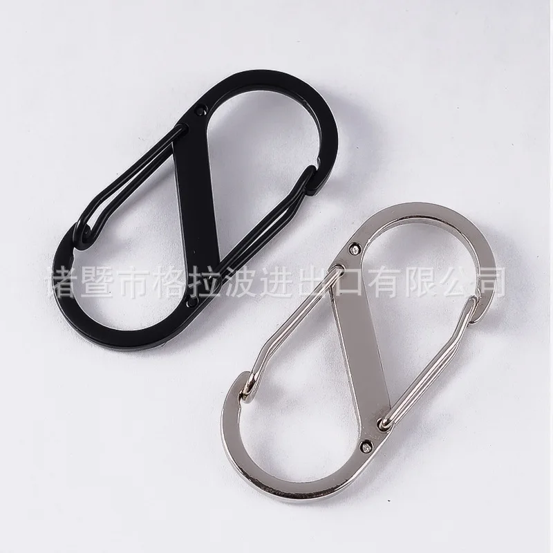 

5x2.2cm S Type Climbing Hook Mini Keychain Carabiner Survival Tool Outdoor Dual Buckle Key Chain 8 Shape Buckle For Camping