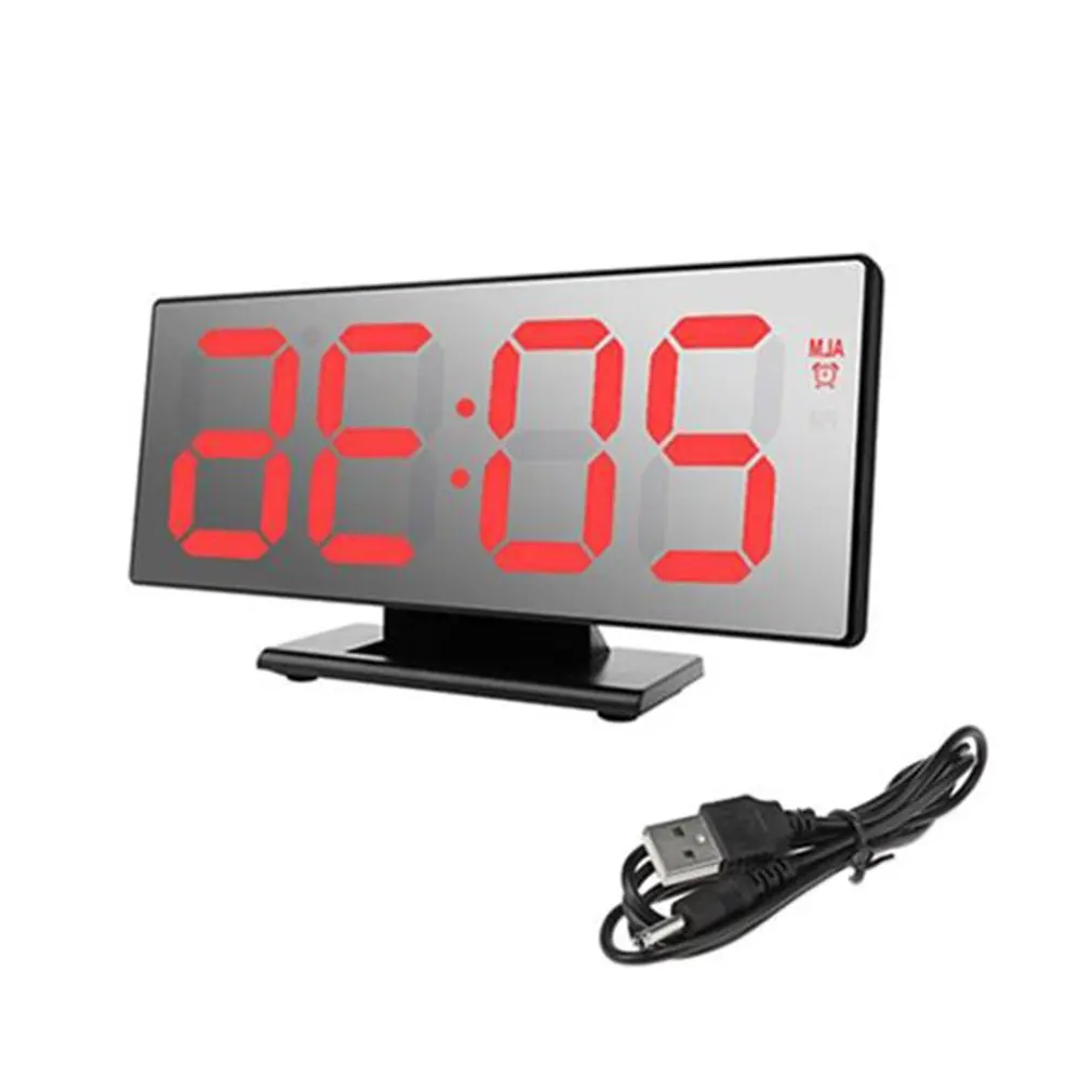 Digitale Wekker Led-Spiegel Klok Multifunctioneel Snooze-display Tijd Nacht Lcd-лампа настольная Klok - Цвет: Кофе