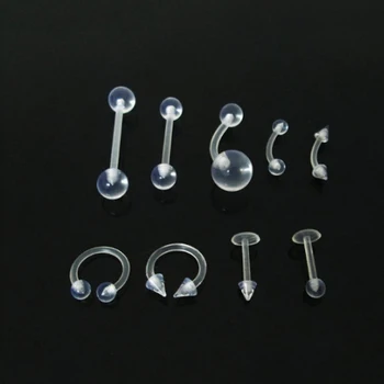 

Transparent 2Pcs Crystal Navel Ring Bar Barbell Drop Dangle Body Piercing Surgical Belly Button Rings Women Body Jewelry