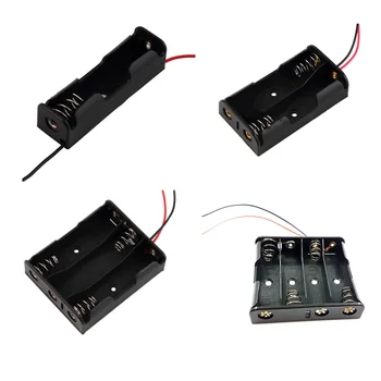 

1PC Battery Holder Battery Case For 1/2/3/4 Pcs AA 1.5V Dry Battery Storage Box Long Cable Battery Clip Connector Buckle