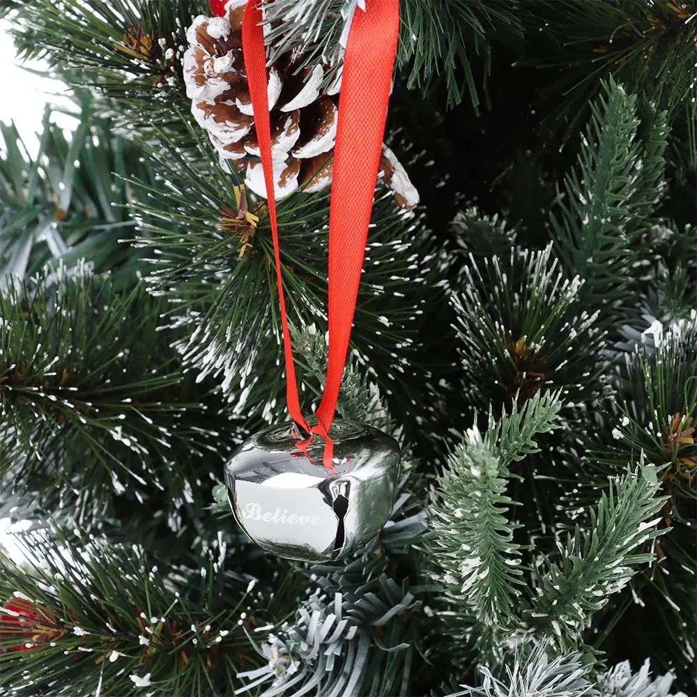 Description Picture 5 of item15 inch Christmas Jingle Bell Ornament Sleigh Bells Polar Express Bell Printed Believe Joy Bells for Craft Christmas Tree Decor