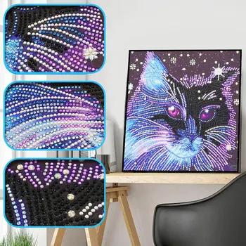 

Special Shaped Diamond Painting Cat Partial Drill Cross Stitch Kit Crystal Rhinestone Arts Rhinestone Crystal Diamond Embroidery