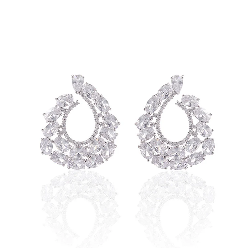 

GREAT DESIGN AAA CUBIC ZIRCONIA SPARKLING BIG STUD EARRINGS WEDDING JEWELRY