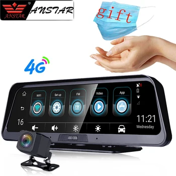شراءANSTAR 10 ''4G داش كام أندرويد لوحة سيارة كاميرا واي فاي لتحديد المواقع ADAS جهاز تسجيل فيديو رقمي للسيارات 1080P مسجل فيديو مسجل السيارات كاميرا الرؤي...