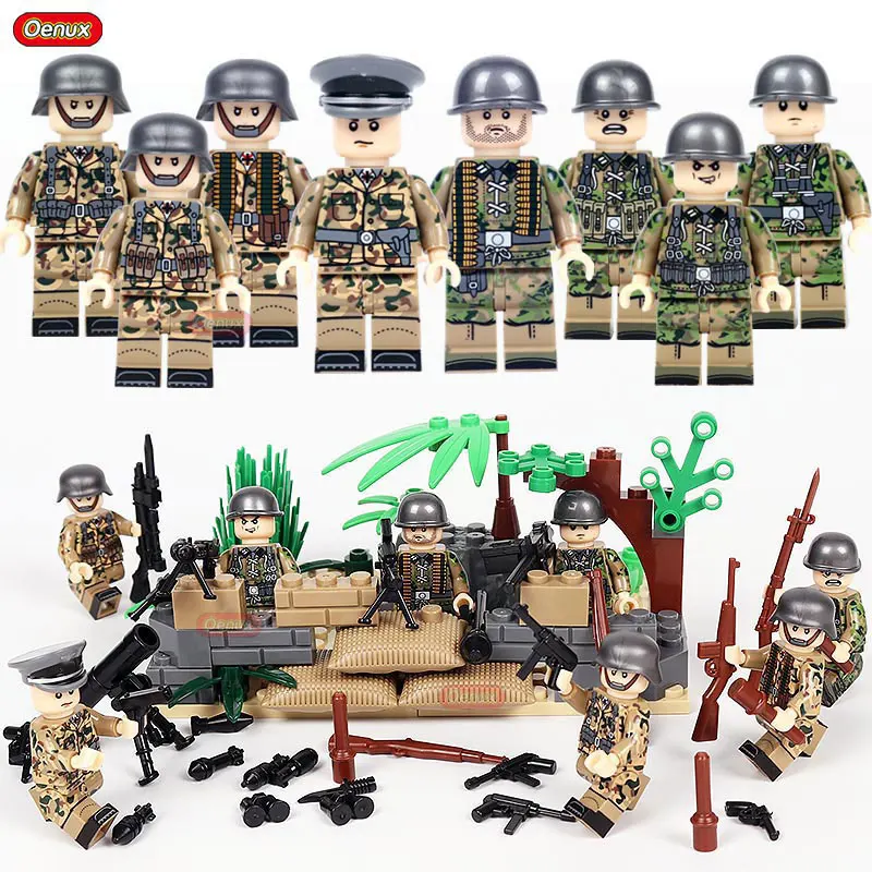 Oenux, серия WW2, мини военные фигурки, строительные блоки, 2 мировая война, США, советская британская армия, военные легоинги, кирпичные игрушки - Цвет: German Army 7