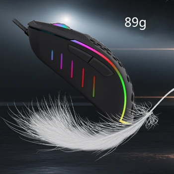 

8 Keys Light Weight Wired Mouse Hollow-out Honeycomb Shell Gaming Mouce RGB Mice A69B
