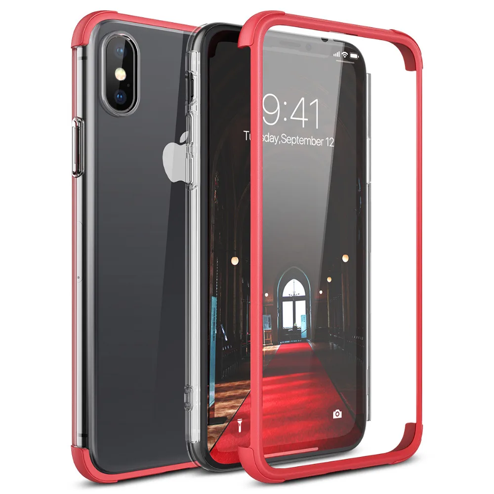 Жесткий Чехол для iPhone XS чехол с закаленной стеклянной пленкой противоударный Анти-осенний Анти-Царапины круглый защитный чехол для iPhone X
