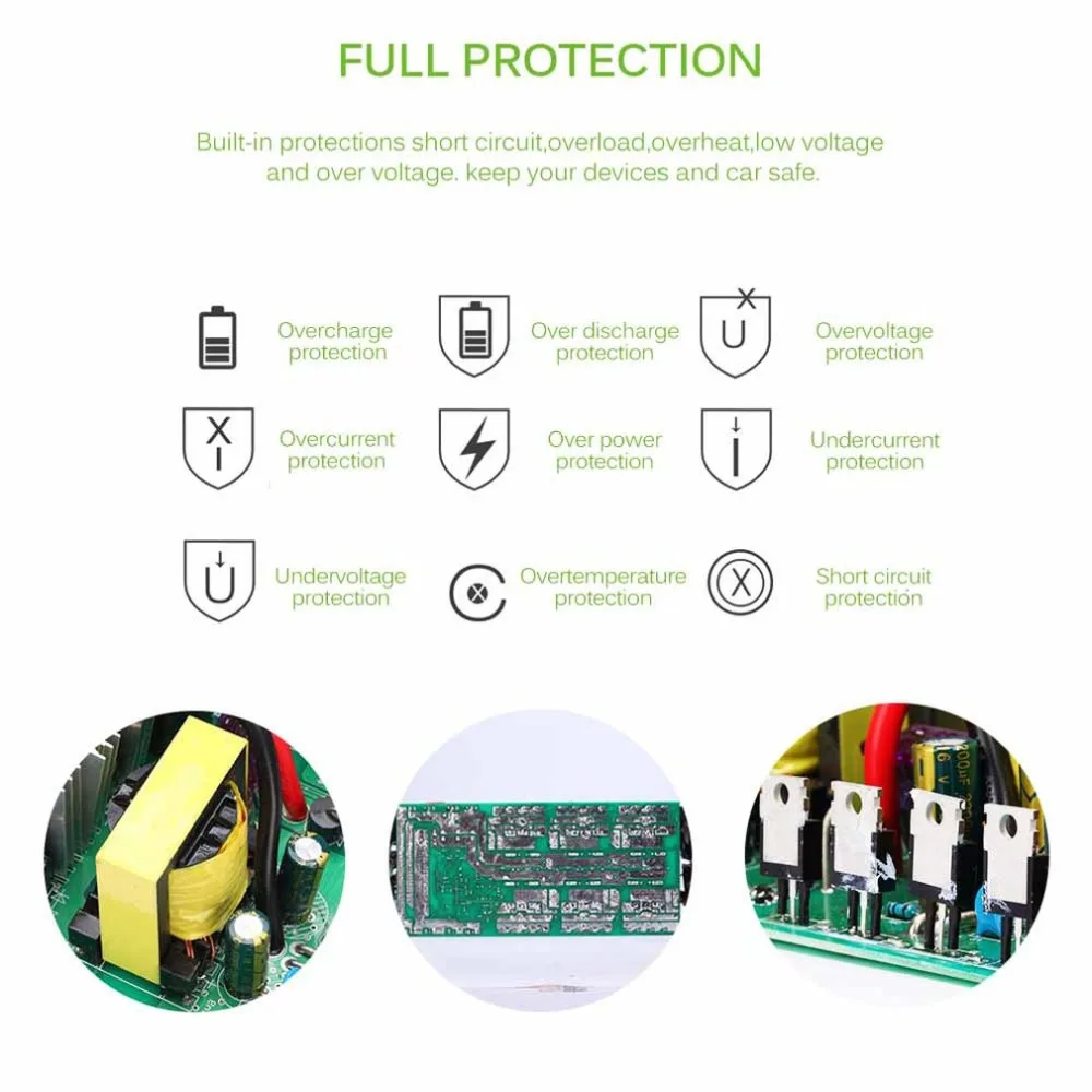 4000 Вт автомобильный инвертор зарядное устройство DC 12 V/24 V к AC 220V синусоидальный преобразователь интерфейсов трансформатор напряжения адаптер