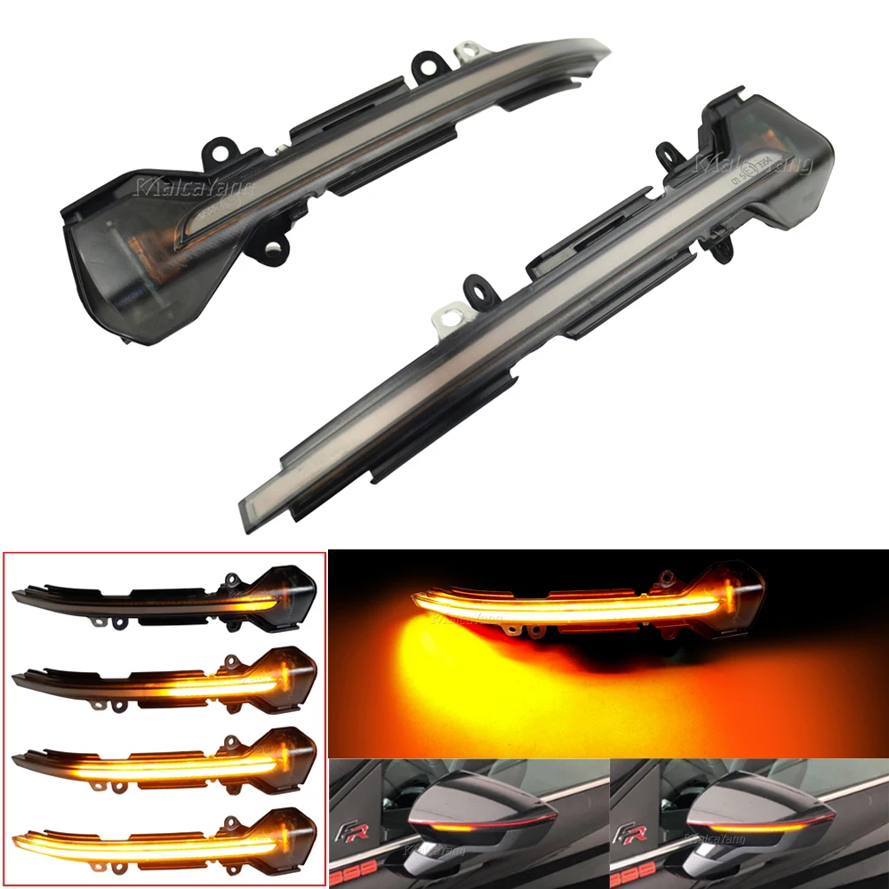 カーフラッシャーライト,2ピース,サイドウィング,シートレオンIII mk3 5f st frキュプラkj7 2013 2014 2015 2017  2018 ダイナミックスクロールターンシグナルライト、シーケンシャルバックミラーインジケーターウィンカーライト 用シートアロナKJ7に適合する