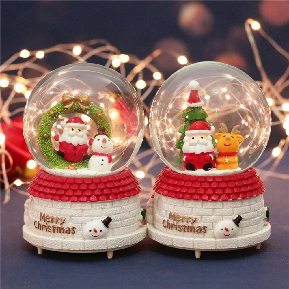 Рождественский освещенный Снежный шар музыкальная шкатулка Санта-Клаус Венок Экологичная музыкальная шкатулка для семьи друзей детей