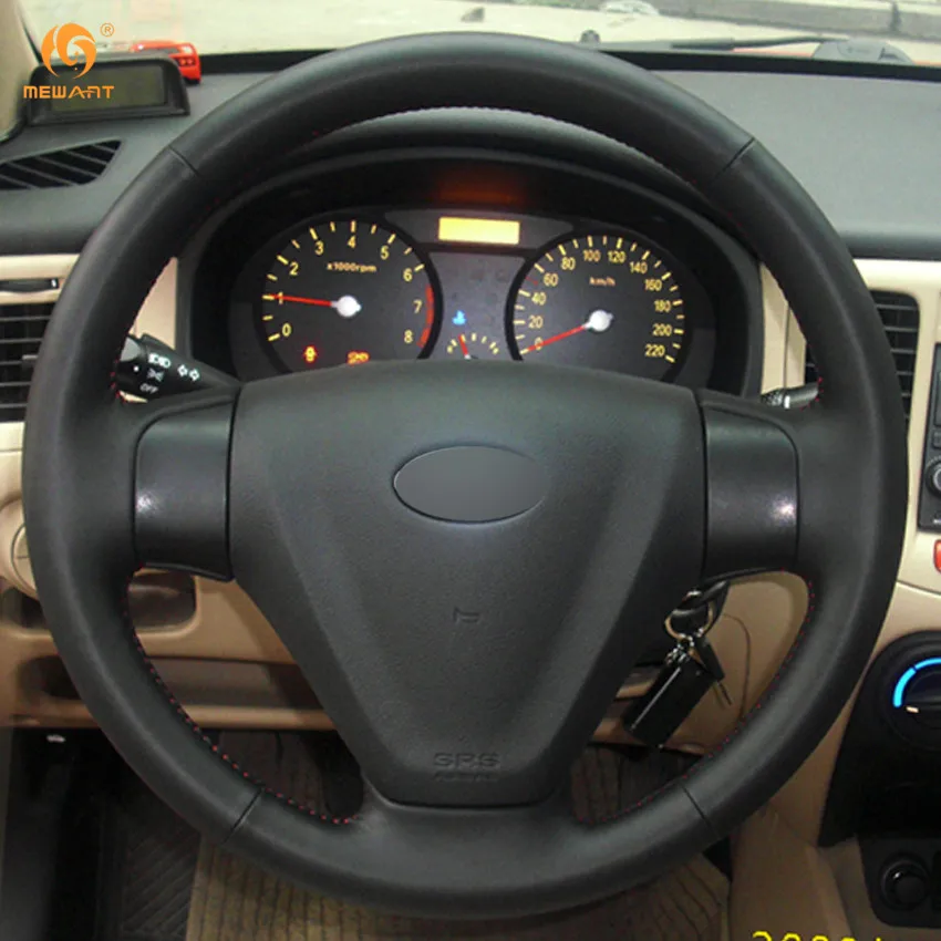Чехол рулевого колеса автомобиля MEWANT черный из натуральной кожи для Kia Rio 2007 Hyundai