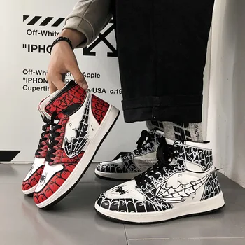 

Men Fashion Sneaker High Top Lace-up Comfortable shoes for men Graffiti Design Basketball shoes For Men