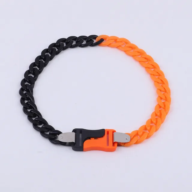 FishSheep Rock Punk Acrylic Chain Buckle Pendant Necklace For Men Women Statement Choker Collar Necklaces New Fashion Jewelry Light Yellow Gold Color