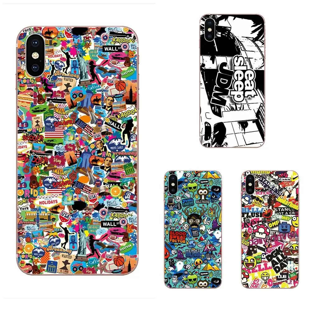 

Sticker Bomb Jdm TPU Shell For Xiaomi Redmi Note 2 3 3S 4 4A 4X 5 5A 6 6A Pro Plus